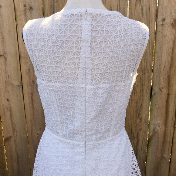 Escada Lace White Dress Fitted Bodice A Line US 8 - Picture 8 of 15